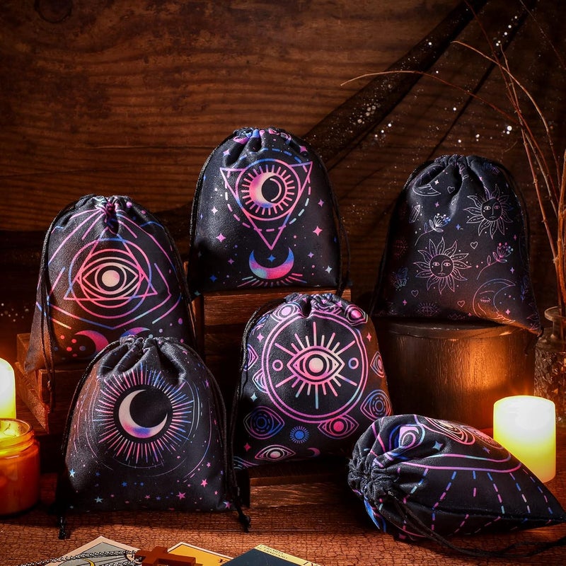 Shappy Pcs Tarot Card Velvet Storage Bag Dice Drawstring Holder Jewelry Pouch for Enthusiasts Hand Gift Bags, 7.1 x 5.9 Inches Styles (Elegant Style) - Image 5